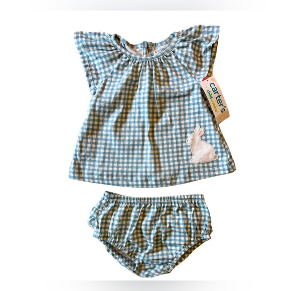 Carter's Blue Gingham Baby Set BNWT - Picture 1 of 4